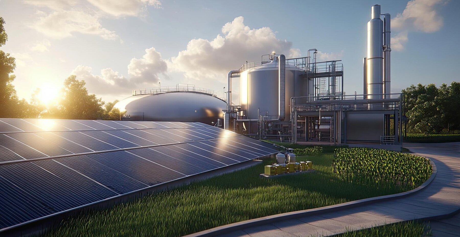 Biomethane plant solar panels