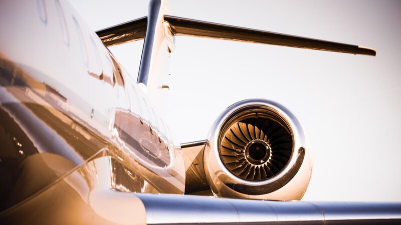 Close-up photo of an airplane engine