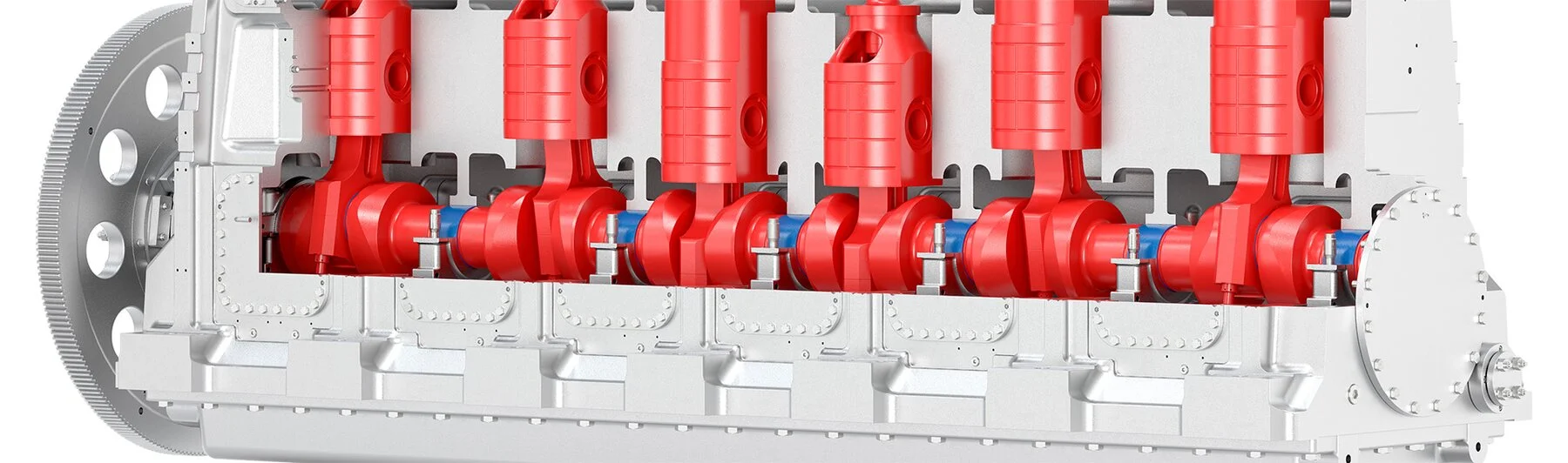 3D-Illustration of Laby compressor showing the main bearings in blue