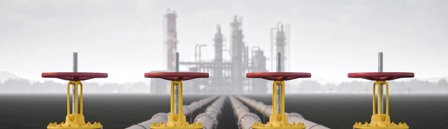 Gauges in front of gas processing plant.