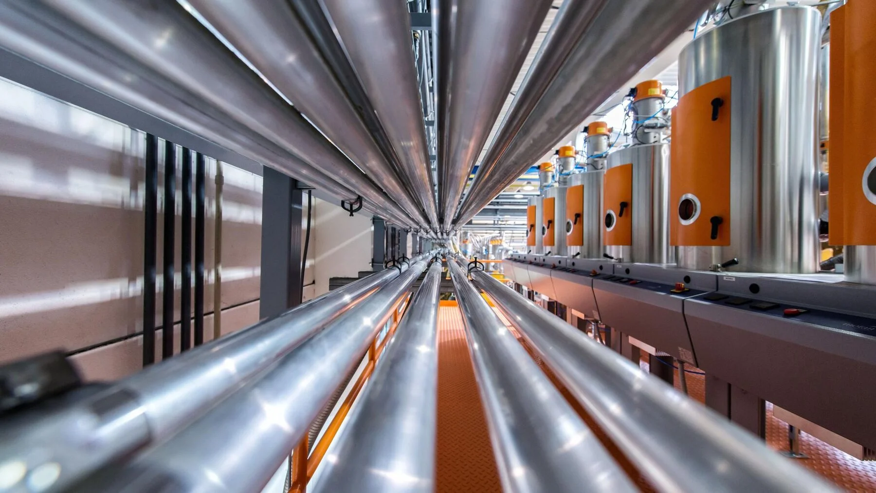 Pipelines, pipes, tubes on a site or factory