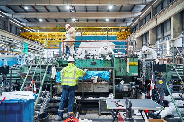 LDPE hyper compressor overhaul on customer site Service engineers working on compressor