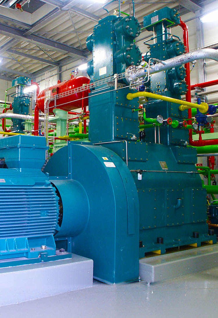 One of the two high-pressure hydrogen compressors — faithfully running since 2001.